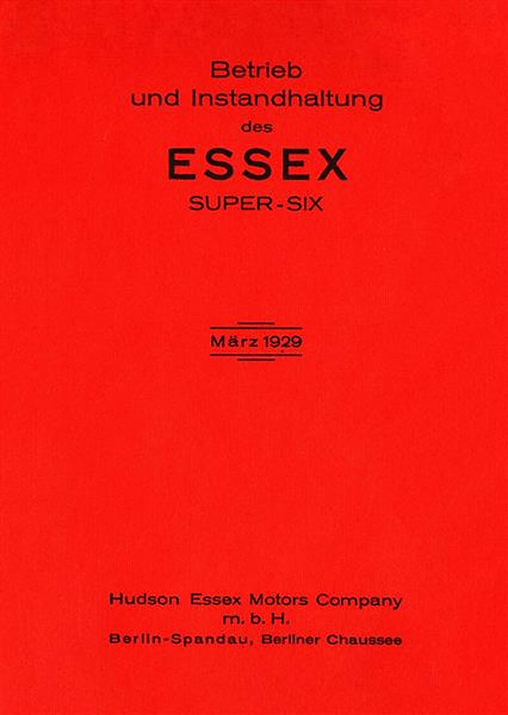 Essex Super Six Bedienungsanleitung, Buchcover