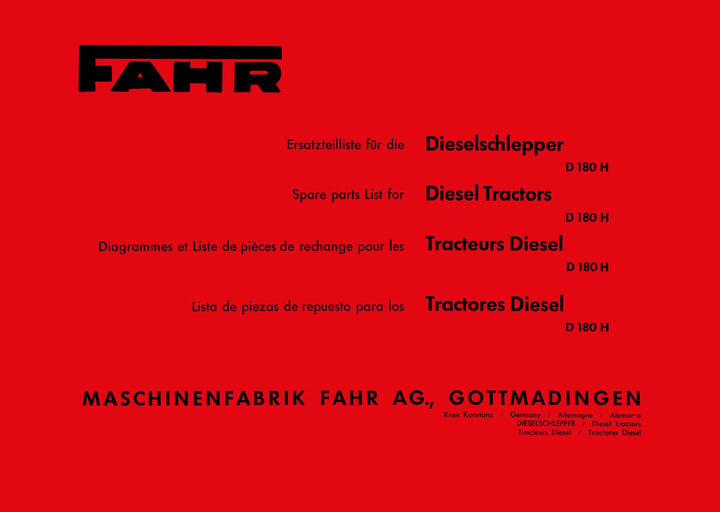 Fahr D180H Diesel-Schlepper Ersatzteilkatalog, Buchcover