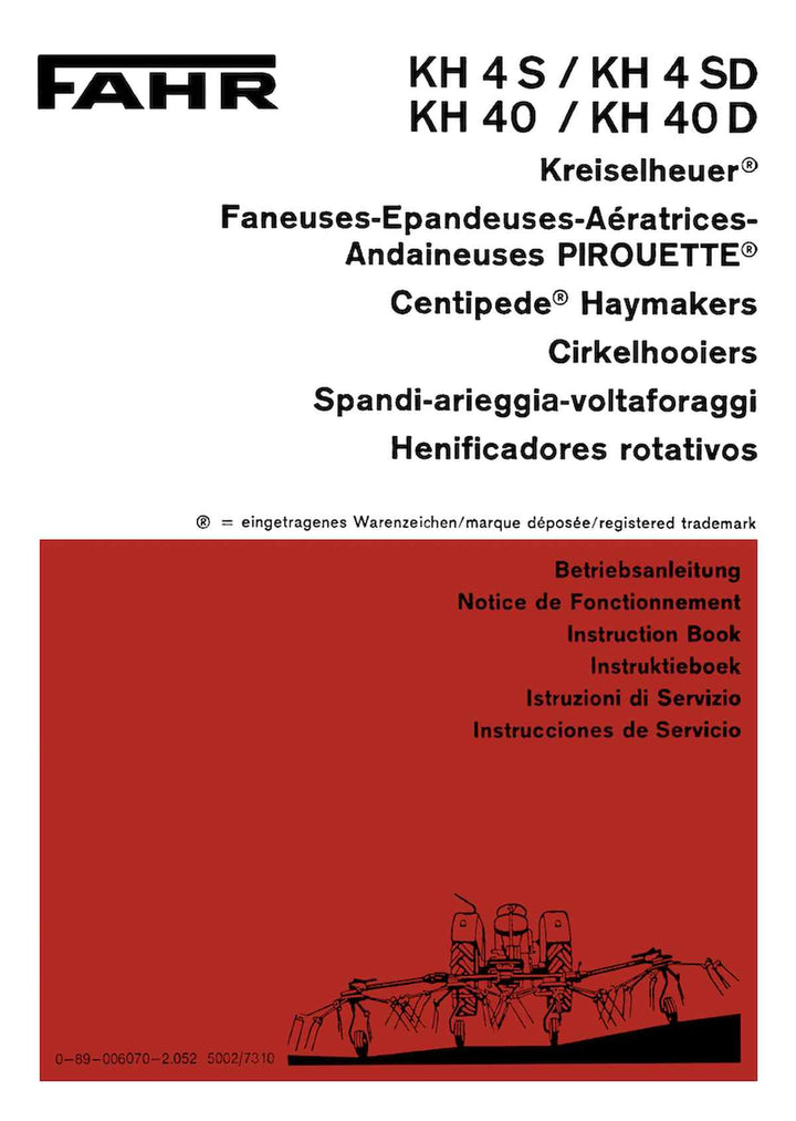 Fahr KH4S KH4SD KH40 KH40D Betriebsanleitung, Buchcover