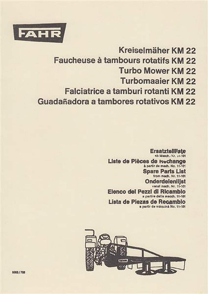 Fahr KM22 Ersatzteilkatalog, Buchcover