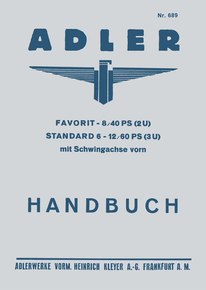 Adler Favorit und Standard 6 Betriebsanleitung, Buchcover