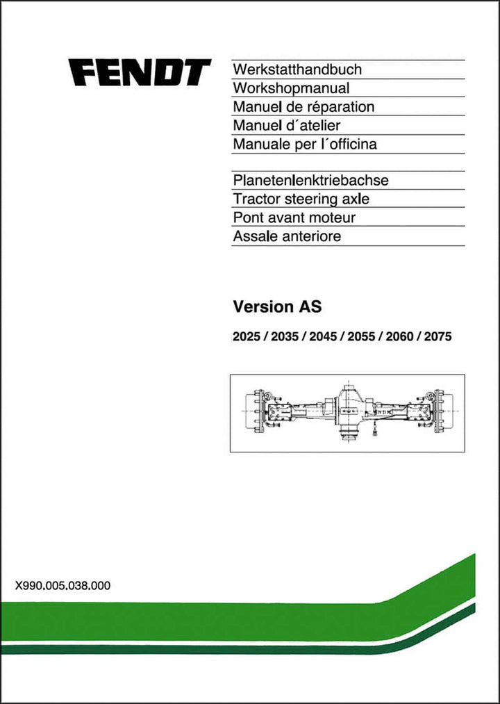 Fendt AS2025 AS2035 AS2045 AS2055 AS2060 AS2075 Achse Werkstatthandbuch, Buchcover