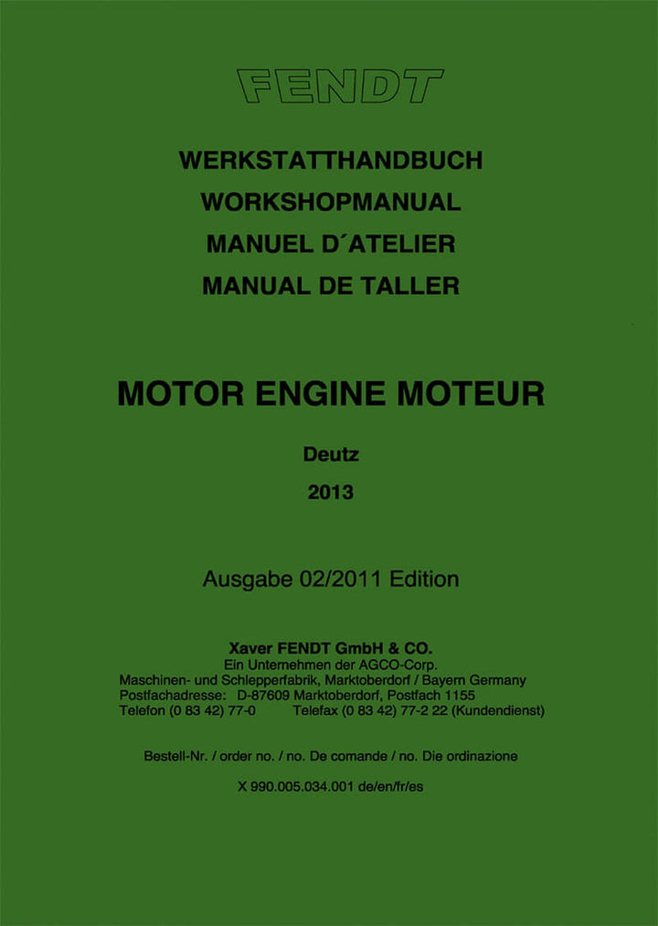 Fendt BF4M und BF6M Motor Werkstatthandbuch, Buchcover
