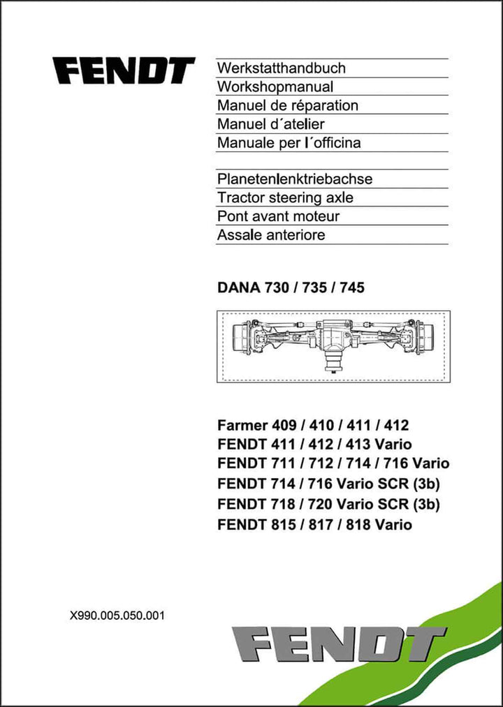 Fendt DANA 730 735 745 Achse Werkstatthandbuch, Buchcover