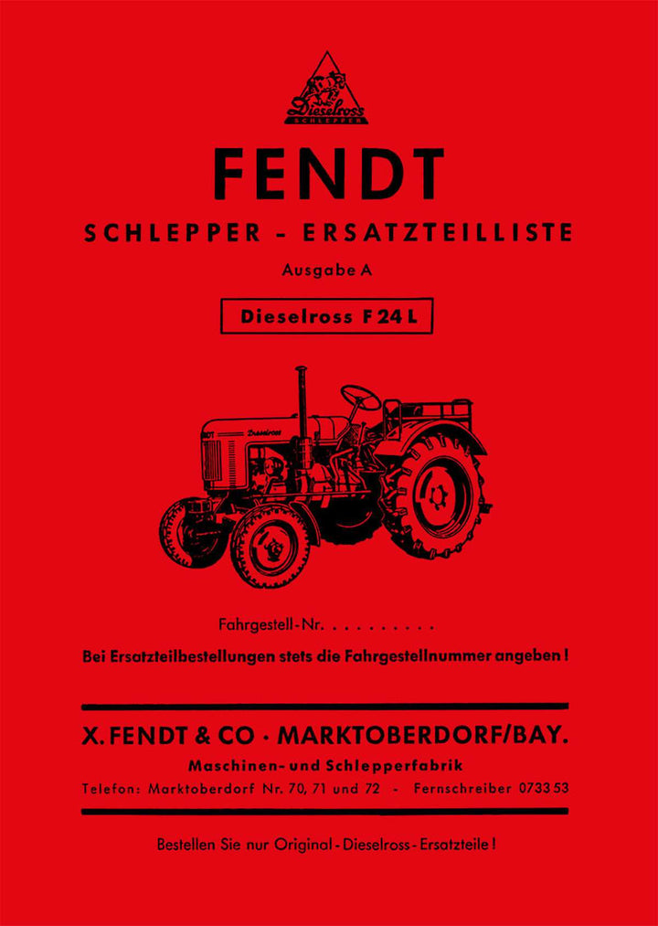 Fendt Dieselross F24L Ersatzteilkatalog, Buchcover