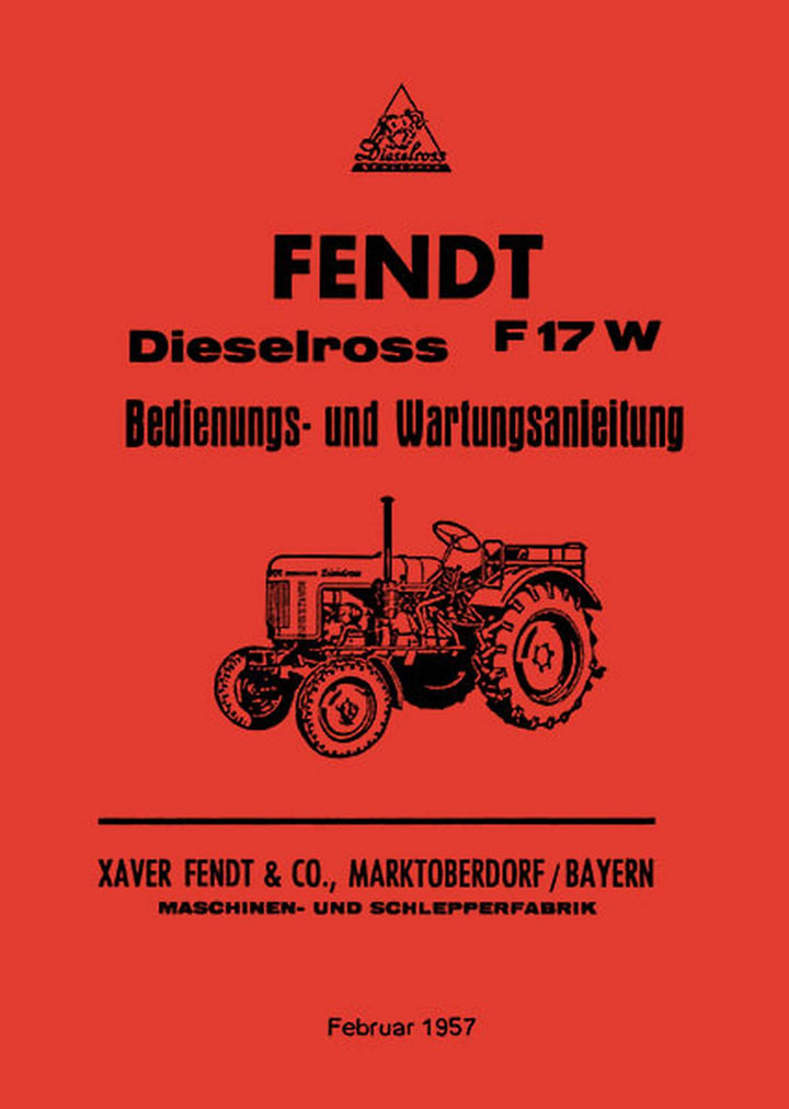 Fendt Dieselross F17W Betriebsanleitung, Buchcover