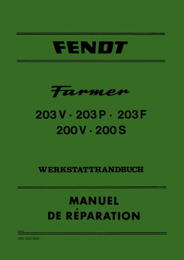 Fendt Farmer 200V 200S 203V 203P 203F Werkstatthandbuch, Buchcover
