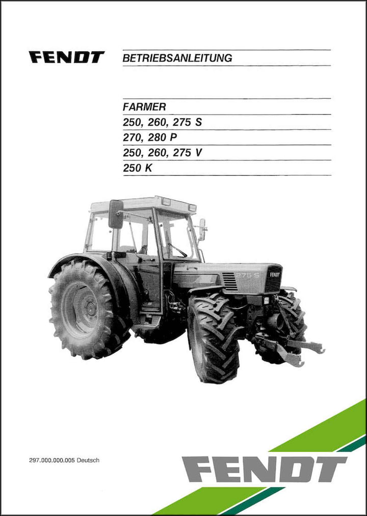 Fendt Farmer 250 260 270 275 280 Betriebsanleitung, Buchcover