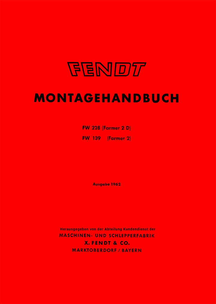 Fendt Farmer 2 und Farmer 2D Montagehandbuch, Buchcover