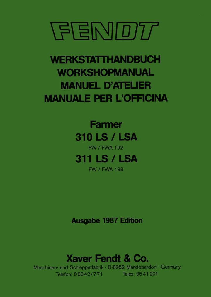 Fendt Farmer 310 und 311 LS/LSA Werkstatthandbuch, Buchcover