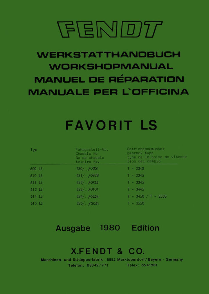 Fendt Favorit 600 610 611 612 614 615 LS Werkstatthandbuch, Buchcover