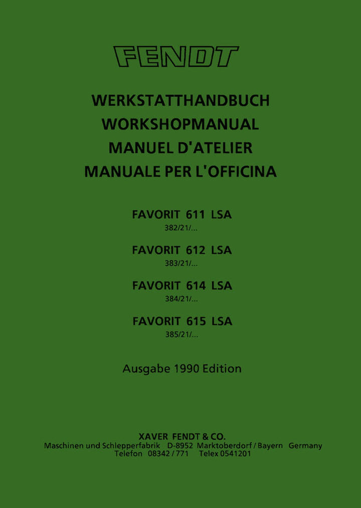 Fendt Favorit 611 612 614 615 LSA Werkstatthandbuch, Buchcover