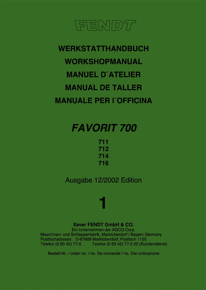 Fendt Favorit 700 711 712 714 716 Werkstatthandbuch, Buchcover