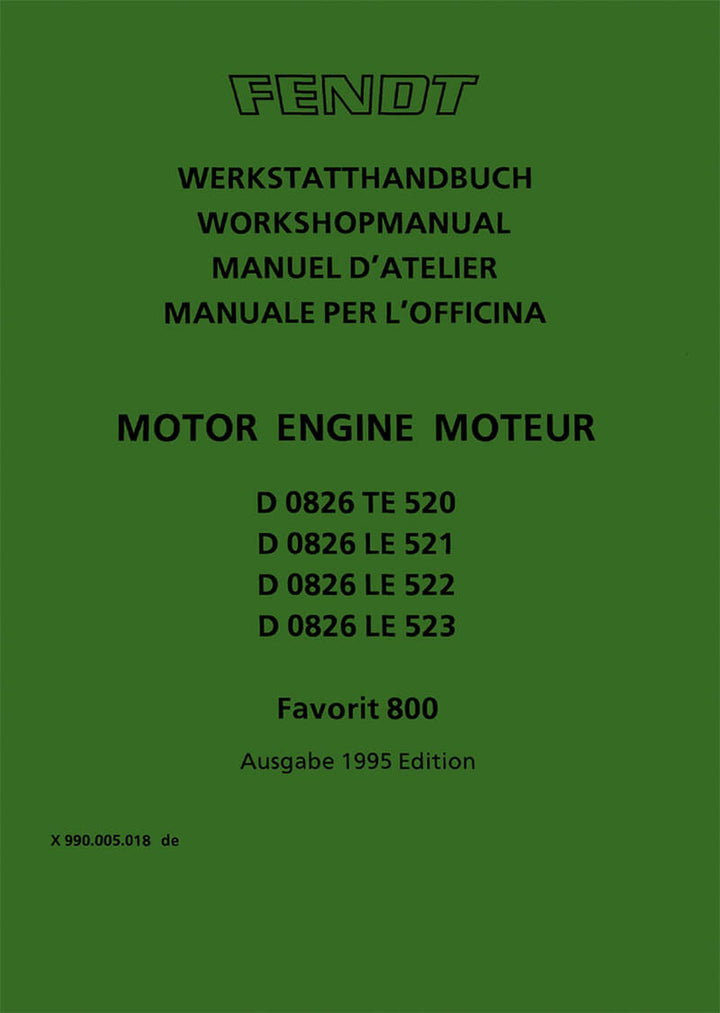 Fendt Favorit 800 Motor Werkstatthandbuch, Buchcover