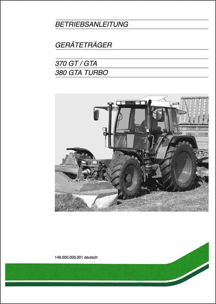 Fendt Geräteträger 370GT 370GTA 380GTA Turbo Betriebsanleitung, Buchcover