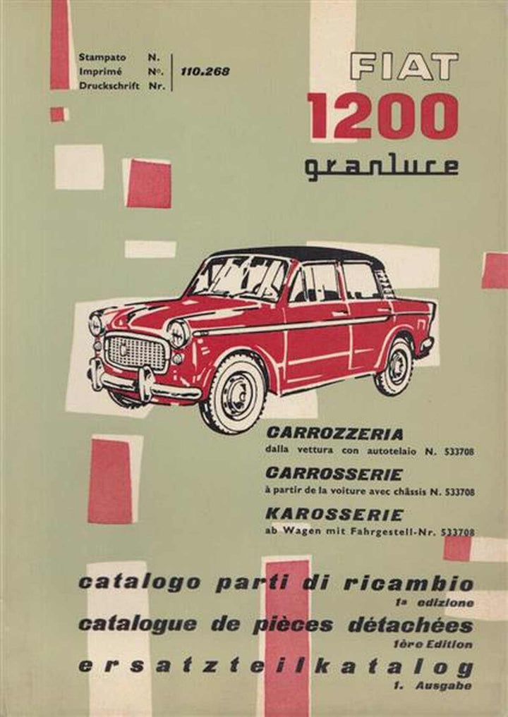 Fiat 1200 Granlure Karosserie Ersatzteilkatalog, Buchcover