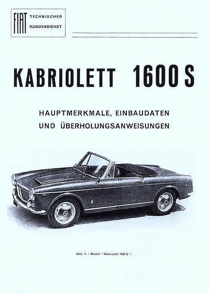Fiat 1600 S Cabrio Reparaturanleitung, Buchcover