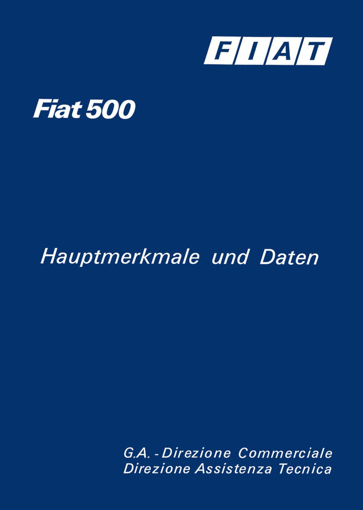 Fiat 500, Hauptmerkmale und Daten, Buchcover
