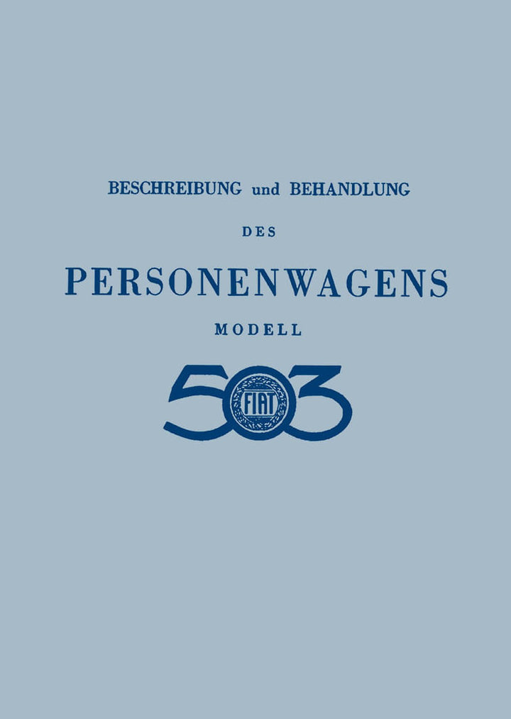Fiat 503 Betriebsanleitung, Buchcover