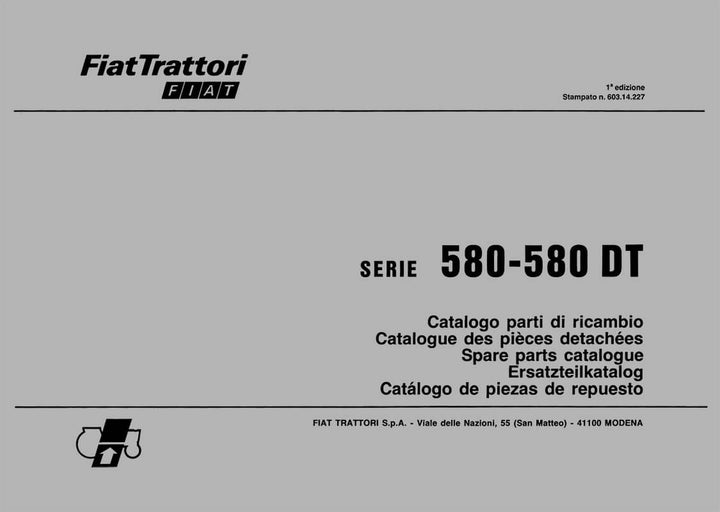 Fiat Traktor 580 und 580DT Ersatzteilkatalog, Buchcover
