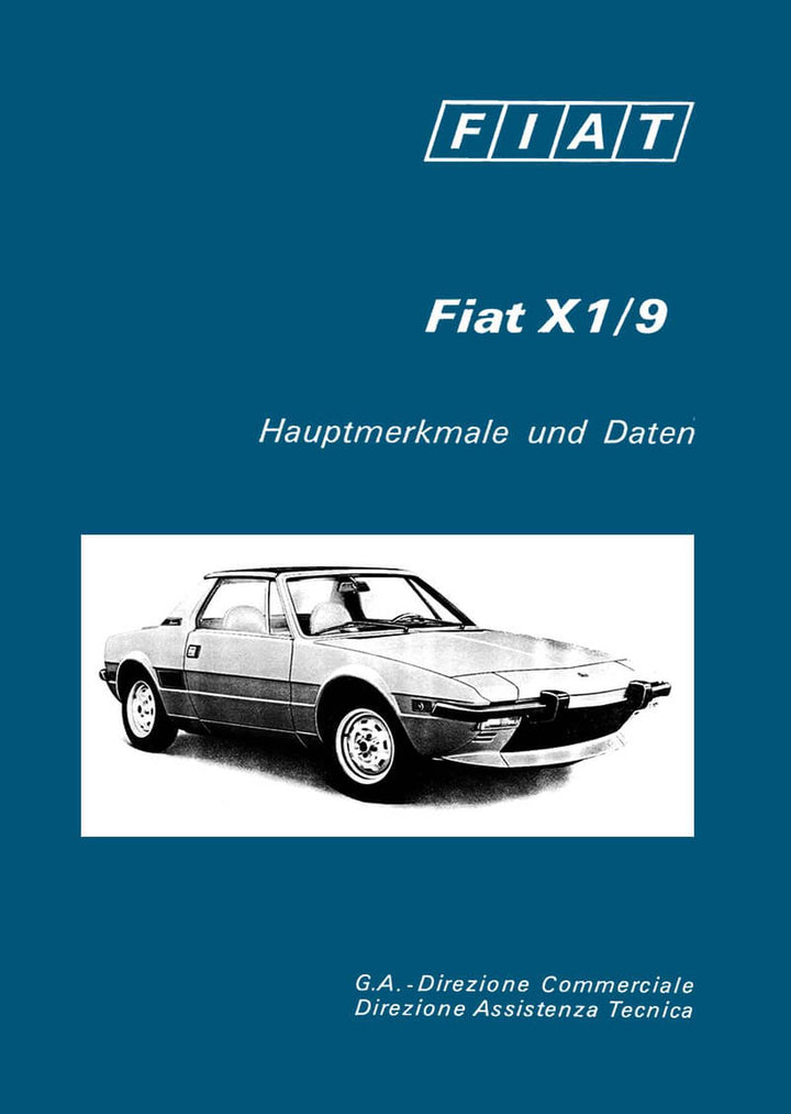 Fiat X1/9 Hauptmerkmale und Daten, Buchcover