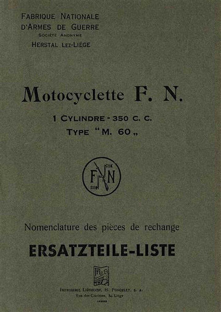 FN 350 Typ M60 Ersatzteilkatalog, Buchcover
