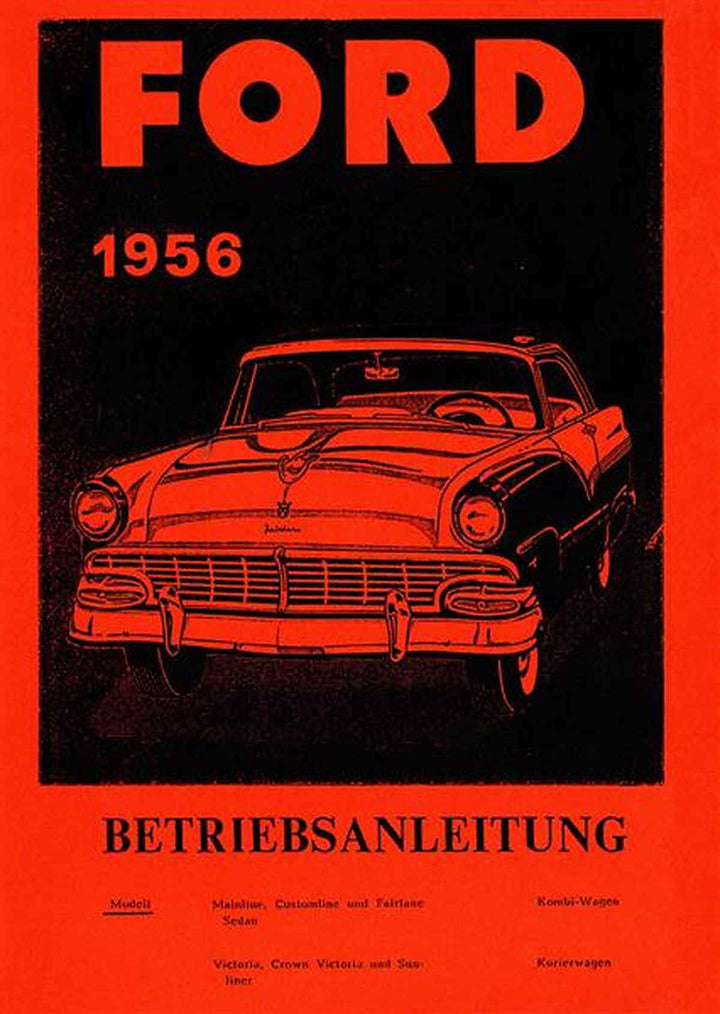 Ford 1956 mit 6 und 8 Zylindern Betriebsanleitung, Buchcover