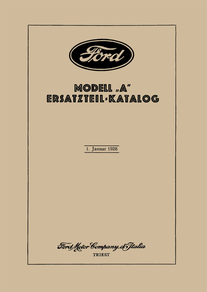 Ford Modell A Ersatzteilkatalog, Buchcover