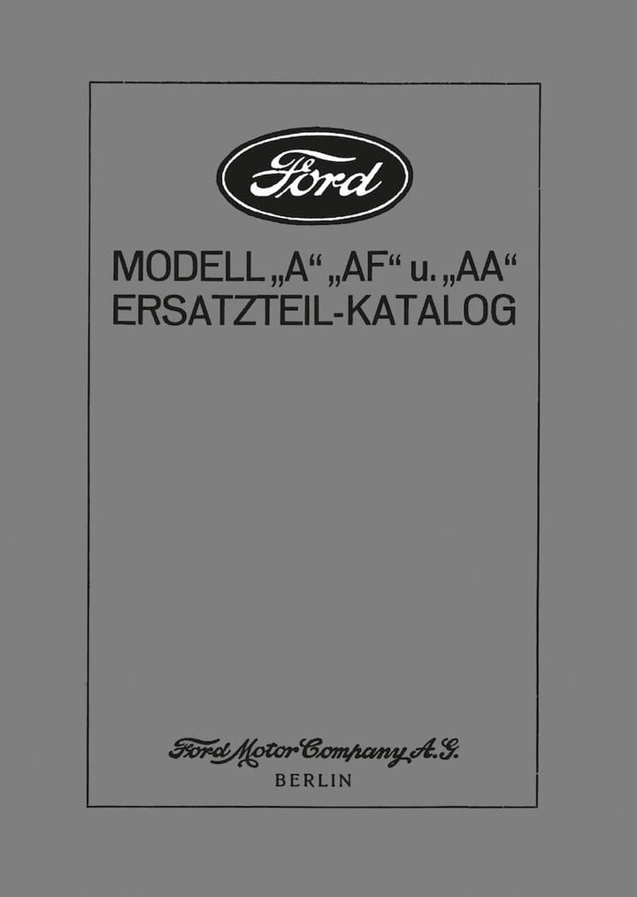 Ford Modell A AF und AA Ersatzteilkatalog, Buchcover