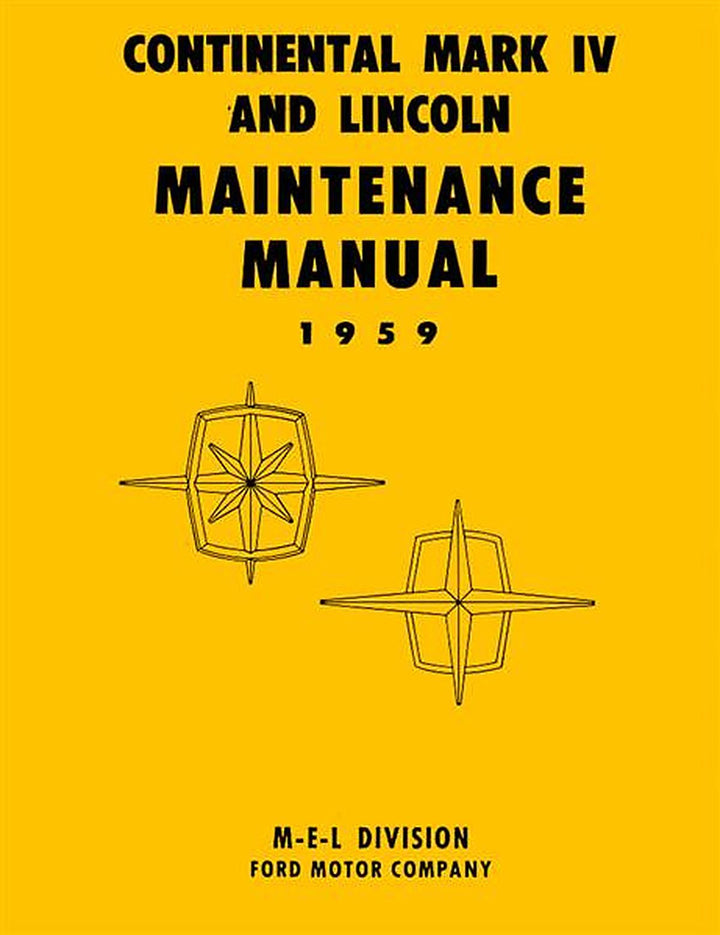 Ford Continental Mark IV und Lincoln 1959 Maintenance Manual, Buchcover