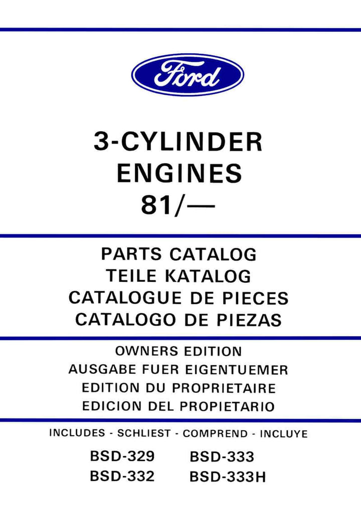 Fordson BSD-329 332 333 333 H Ersatzteilkatalog, Buchcover