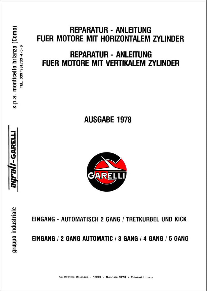 Garelli Vertikale und Horizintale Motor Reparaturanleitung, Buchcover