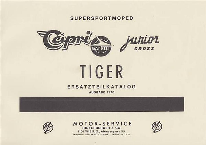 Garelli Capri Junior Cross Tiger Ersatzteilkatalog, Buchcover