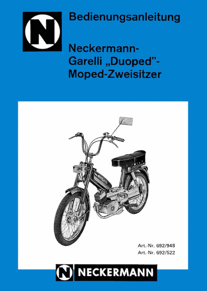 Garelli Duoped Moped-Zweisitzer Betriebsanleitung, Buchcover