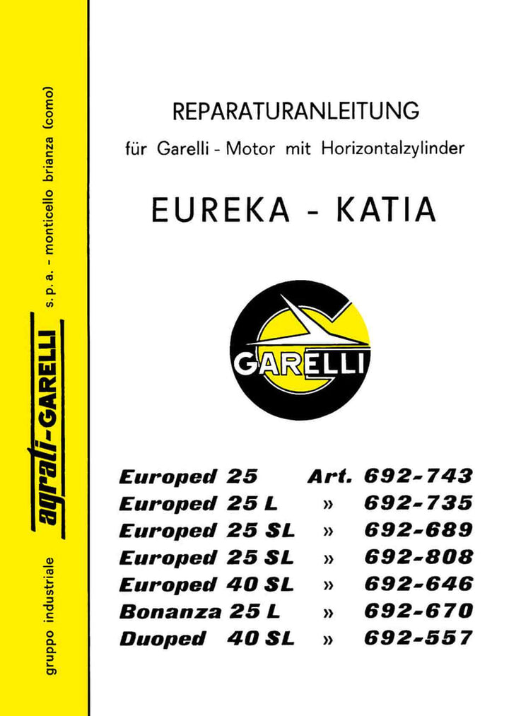 Garelli Motor mit Horizontalzylinder Eureka - Katia Reparaturanleitung, Buchcover