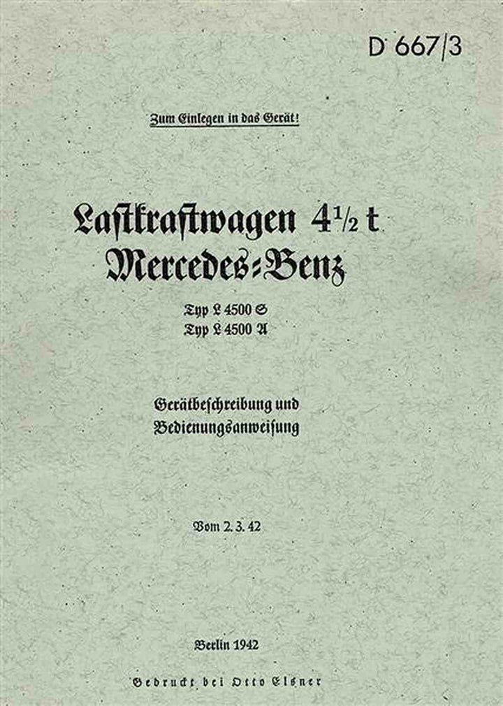 Mercedes-Benz Lastkraftwagen 4,5 t Betriebsanleitung, Buchcover