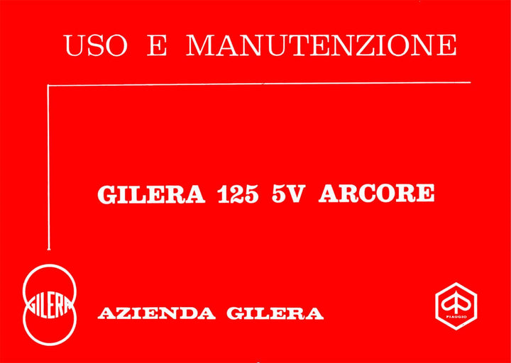 Gilera 125 5V Arcore, Uso e Manutenzione, Buchcover