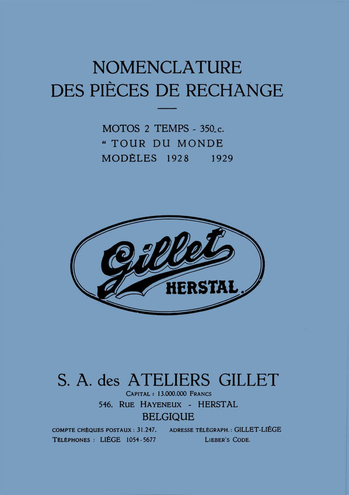 Gillet 350 ccm Modelle 1928/ 1929 Ersatzteilkatalog, Buchcover