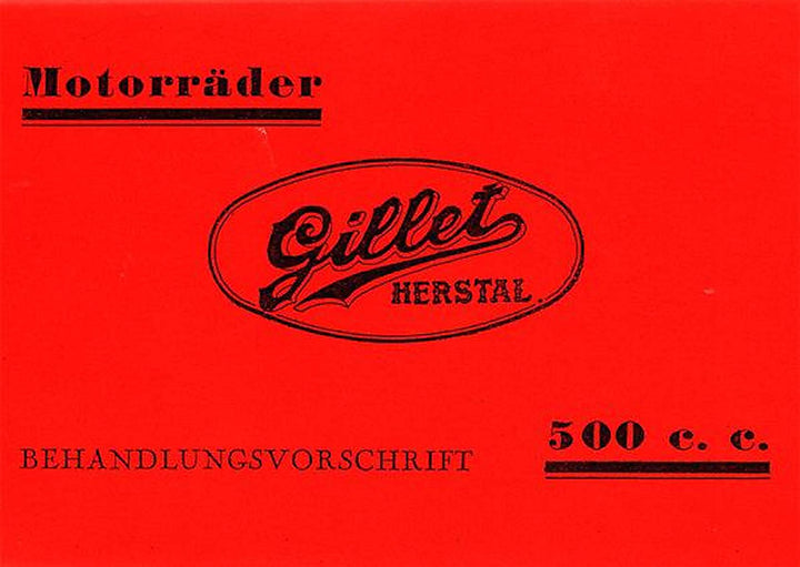 Gillet 500 ccm Sport Super-Sport Competition Record Betriebsanleitung, Buchcover