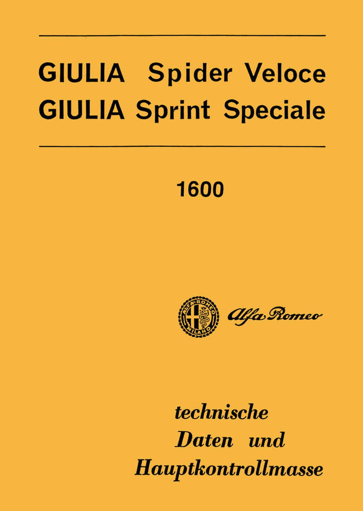 Alfa Romeo Giulia Spider Veloce / Sprint Speciale 1600 ccm Reparaturhilfe, Buchcover