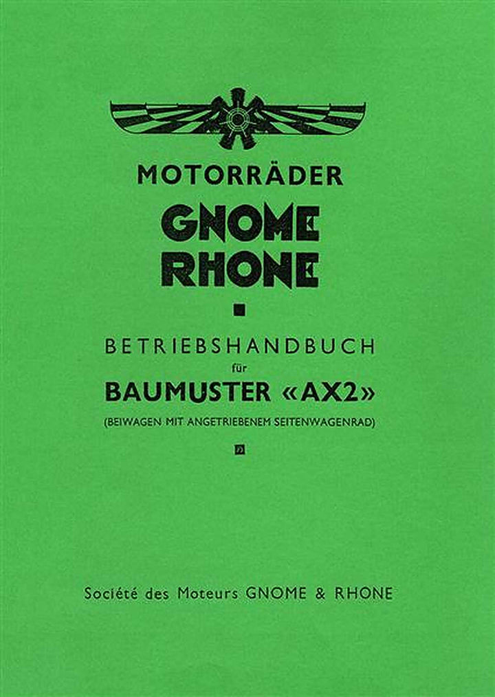 Gnome & Rhone AX 2 Baumuster Betriebsanleitung, Buchcover