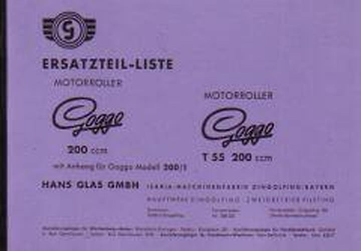 Glas Goggo Ersatzteilkatalog, Buchcover