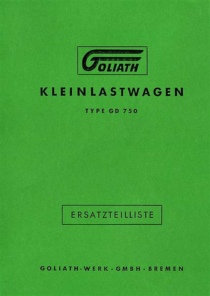 Goliath GD750 Ersatzteilkatalog, Buchcover