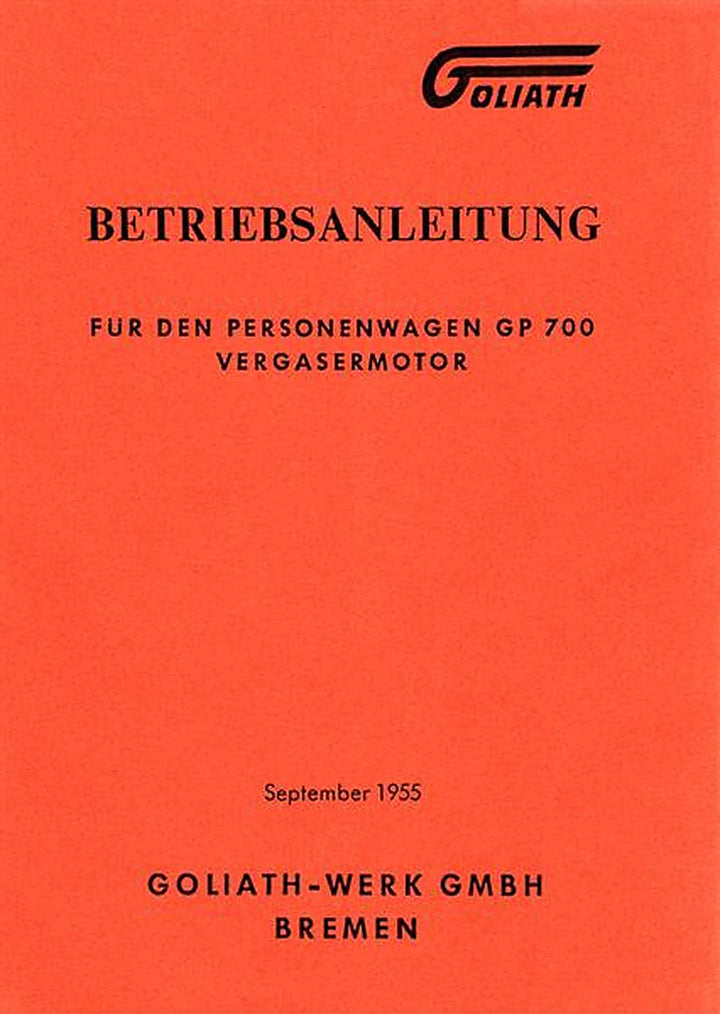 Goliath GP 700 mit Vergasermotor Betriebsanleitung, Buchcover