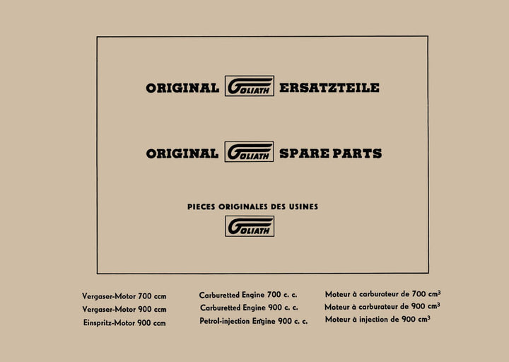 Goliath GP700 GP900 und GP900E Ersatzeilkatalog, Buchcover