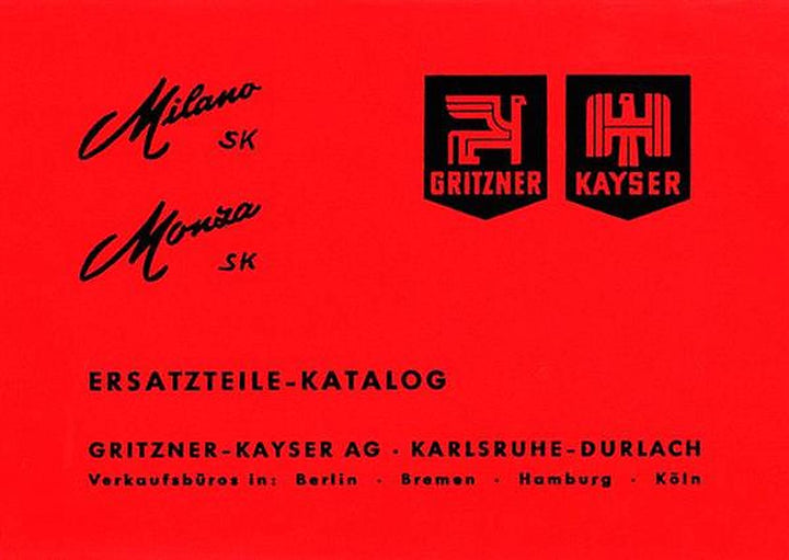 Gritzner-Kayser Milano SK und Monza SK Ersatzteilekatalog, Buchcover