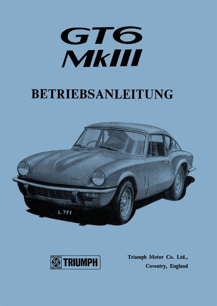 Triumph GT6 MK III Betriebsanleitung, Buchcover