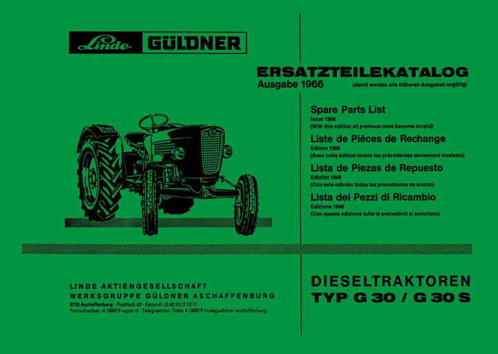 Güldner G30 und G30 S Ersatzteilkatalog, Buchcover