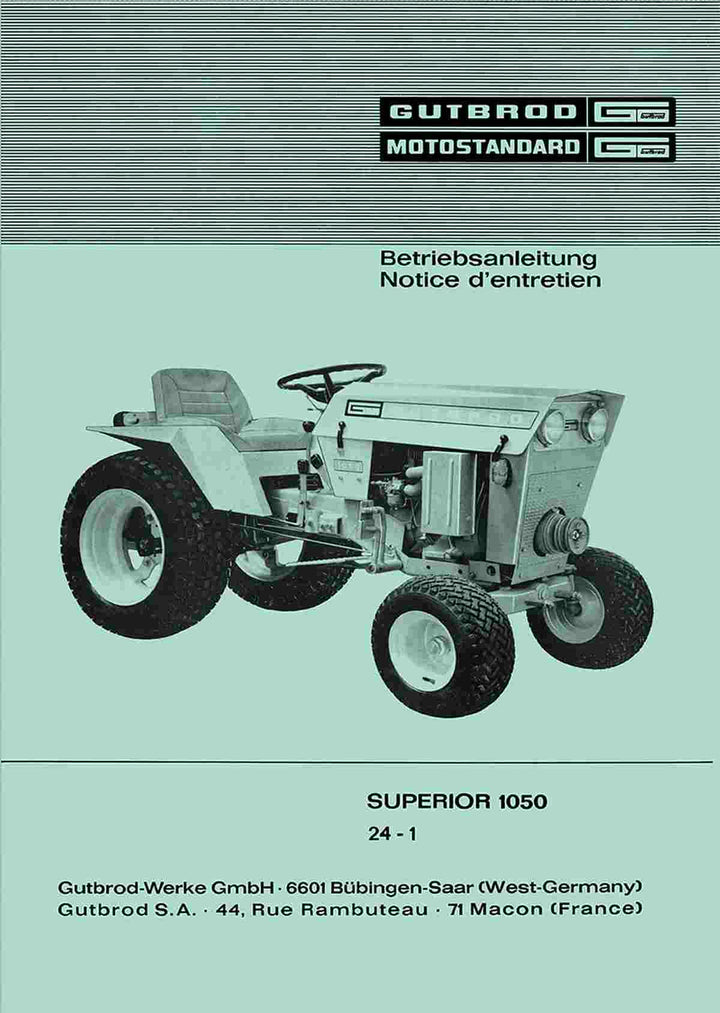 Gutbrod Superior 1050 Kleintraktor Betriebsanleitung, Buchcover