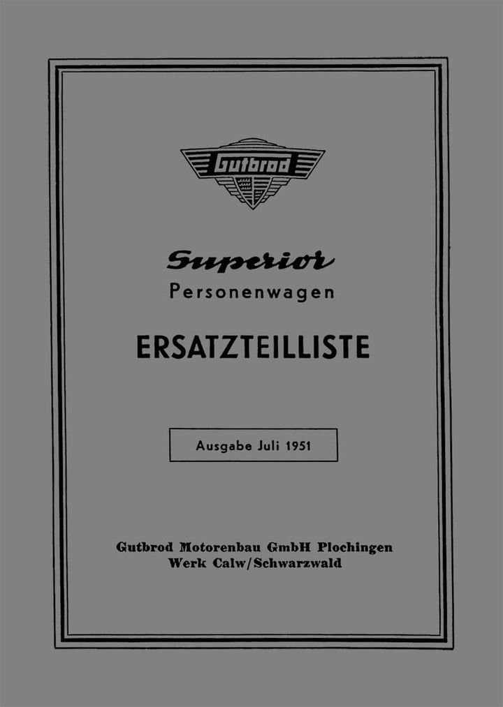 Gutbrod Superior Ersatzteilkatalog, Buchcover